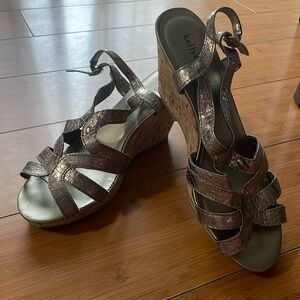 Silver Alligator Print Wedges